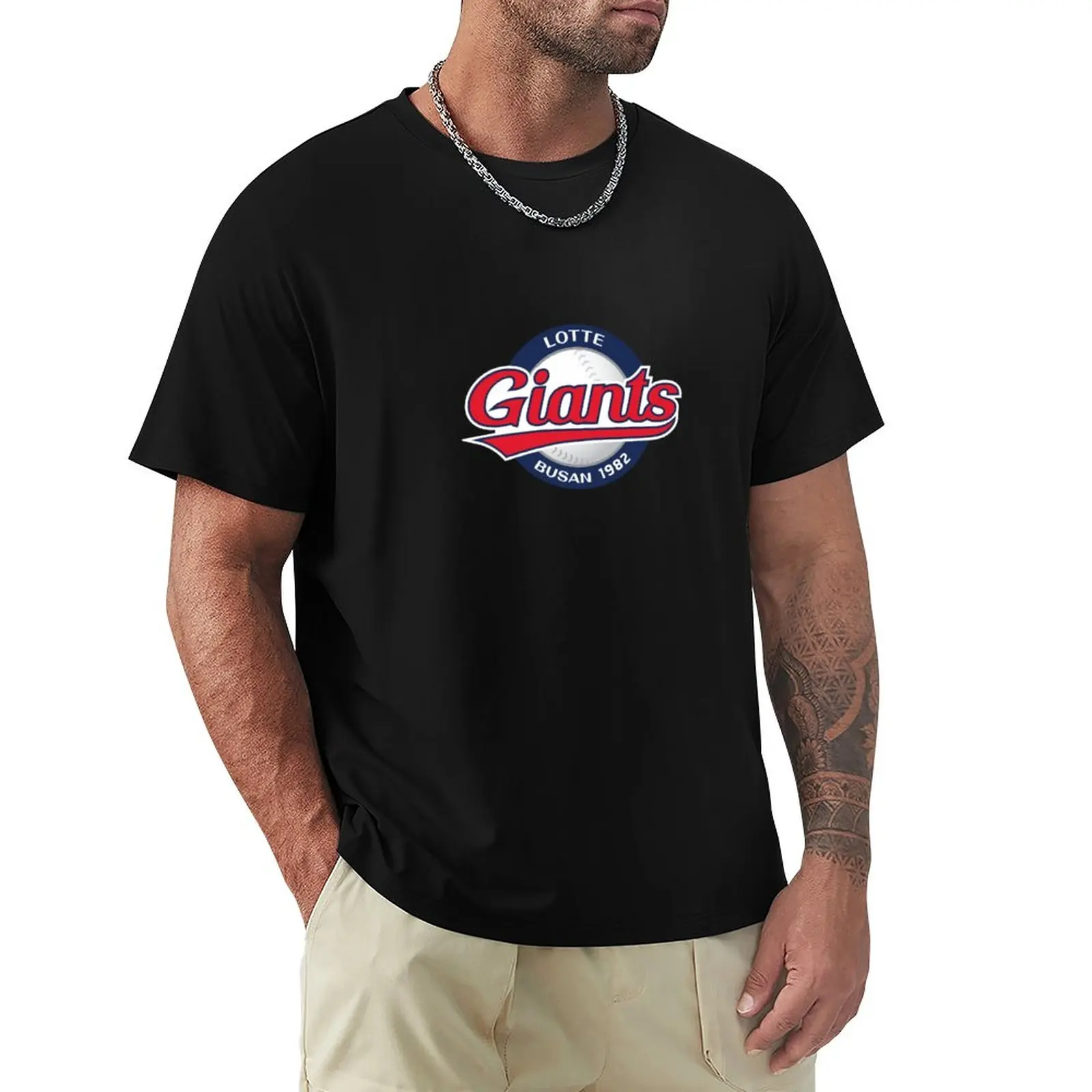 Badminton Korea - Camisetas pretas para homens KBO LOTTE