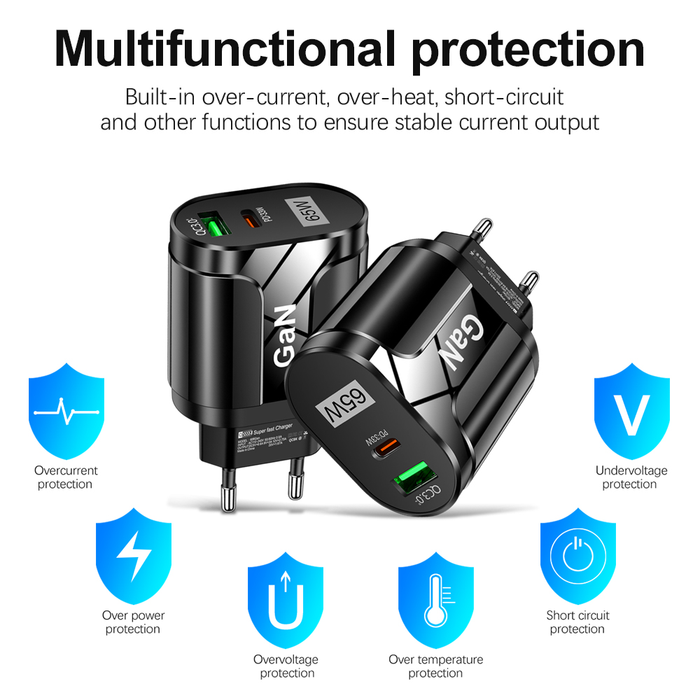 65w gan usb c carregador de ca - Badminton Korea avaliação e preço